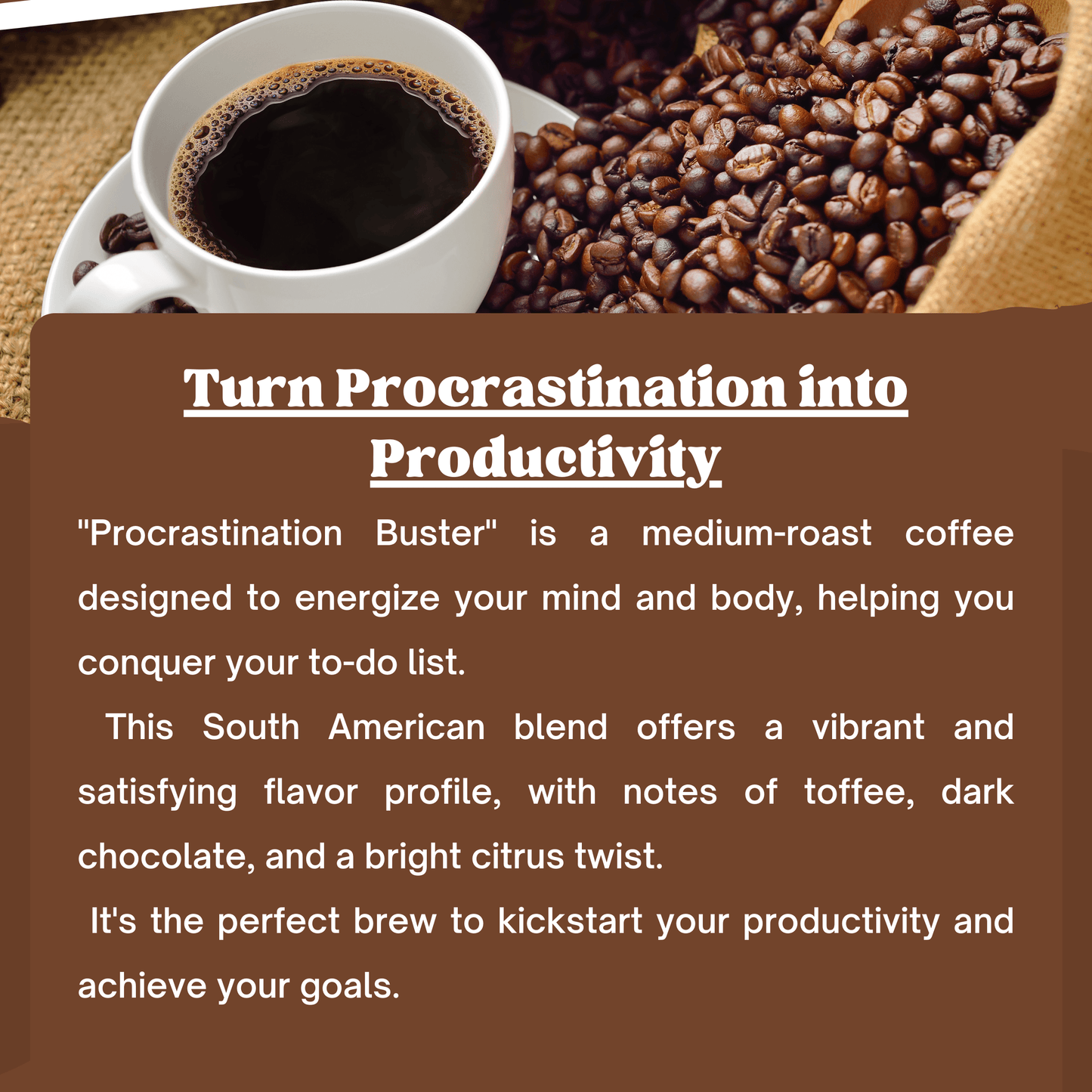 "Procrastination Buster" Premium Coffee - 12oz