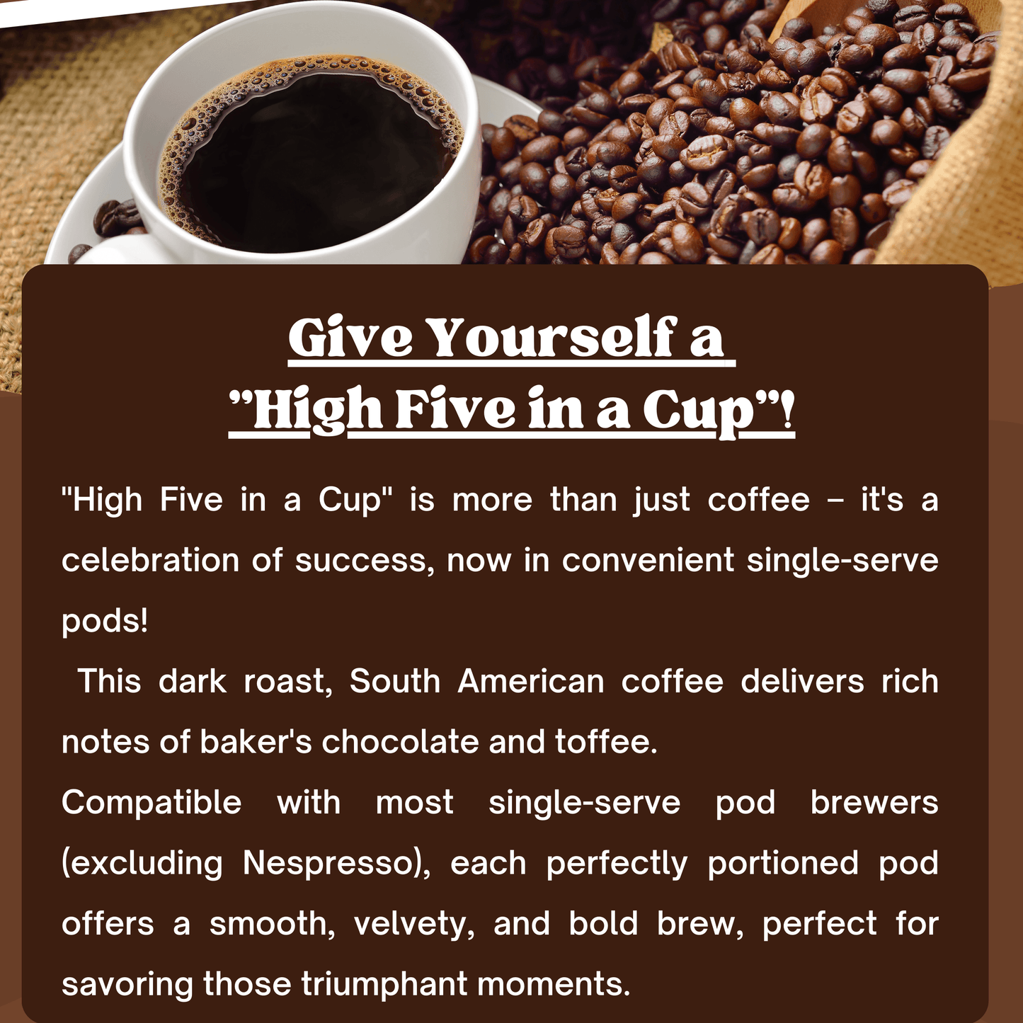 "High Five in a Cup" Pods - Coffee Pods - 12ct