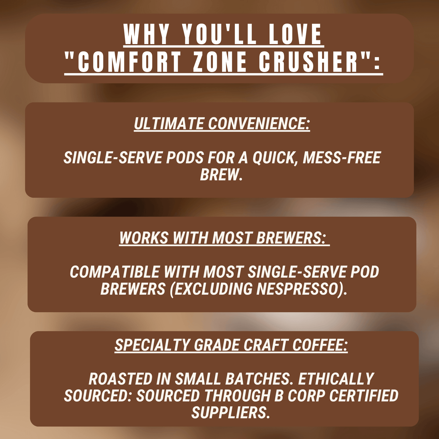"Comfort Zone Crusher" Coffee Pods - 12ct