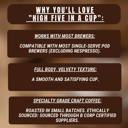 "High Five in a Cup" Pods - Coffee Pods - 12ct